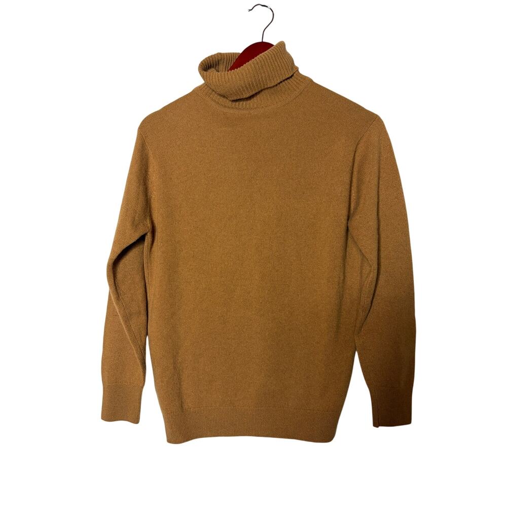 Vintage Alan Paine beige tan turtleneck 100% cashmere sweater sz S